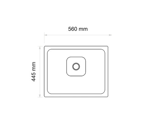 Diskho teknisk ritning med måtten 560 mm och 445 mm