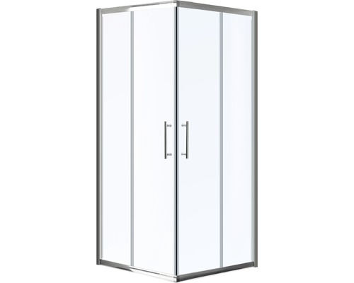 Hörndusch med två dörrar och transparent glas