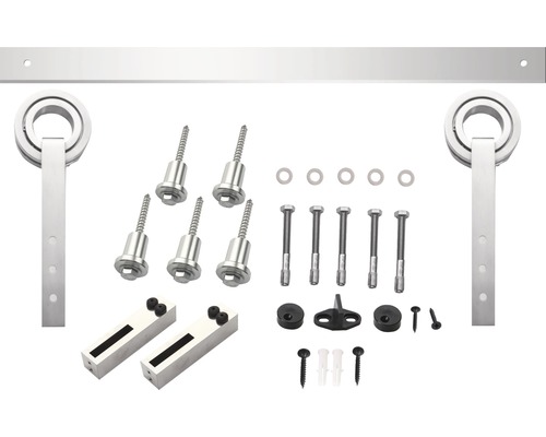 Skjutdörrsbeslag set med skena och fästmaterial