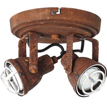 Taklampa med två spotlights i industriell design