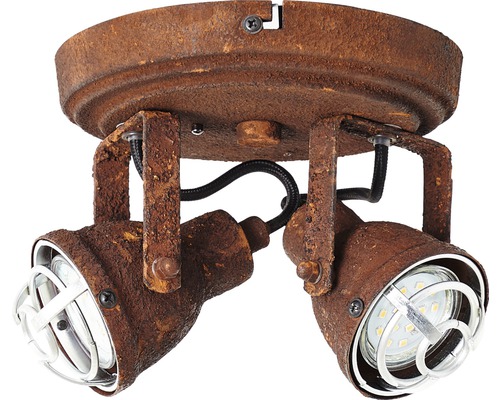 Taklampa med två spotlights i industriell design