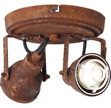 Taklampa i rostfärg med två spotlights