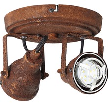 Taklampa med två spotlights i rostdesign