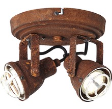 Taklampa med två spotlights i rostdesign