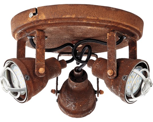 Taklampa i vintagestil med tre spotlights