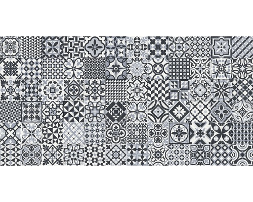 Dekorkakel grå svart vit mix matt 32x62,5 cm Heritage black