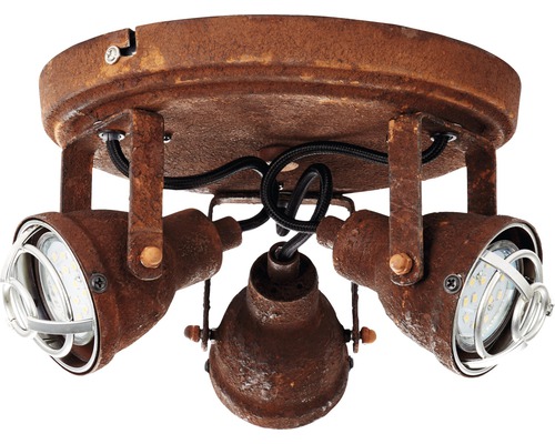 Taklampa med tre spotlights i industriell design