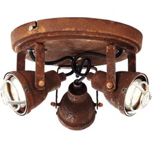 Taklampa med tre spotlights i vintage-look