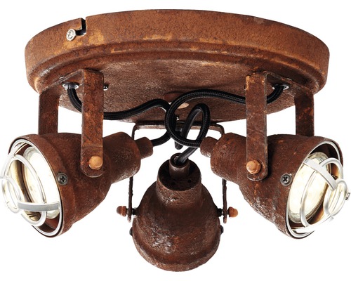 Taklampa med tre spotlights i vintage-look