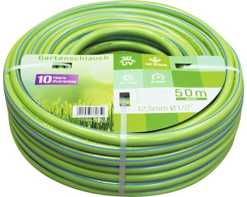 Upprullad trädgårdsslang, 50 meter lång, med en diameter på 12,5 millimeter