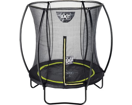 Svart studtrampolin för trädgården med säkerhetsnät