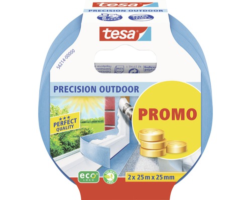 Maskeringstejp Precision Outdoor TESA 25mm 25m 2-pack Tesa Precision Outdoor maskeringstejp för utomhusbruk, dubbel förpackning