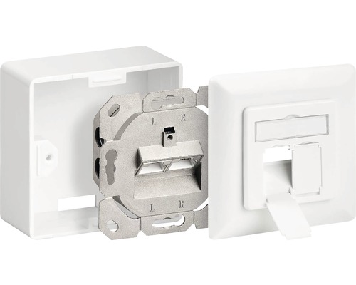 Nätverksuttag med utanpåliggande hölje och metallinsats