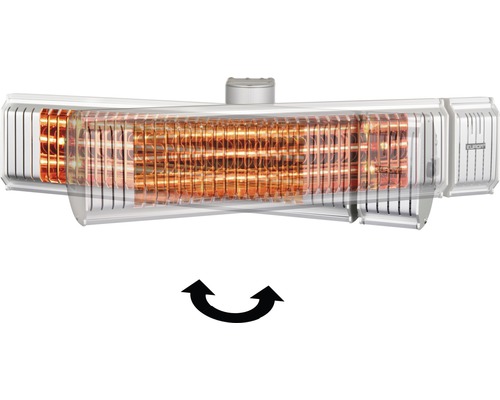 Roterande terrassvärmare med värmeelement.