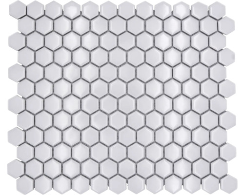 Mosaik keramik Hexagon HX 050 uni vit blank 26x30 cm