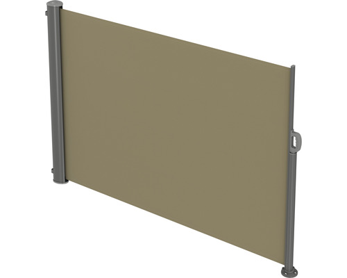 Sidomarkis 1,6x3 tyg enfärgad beige ställning RAL 9006 vit aluminium med avtagbara stolpar