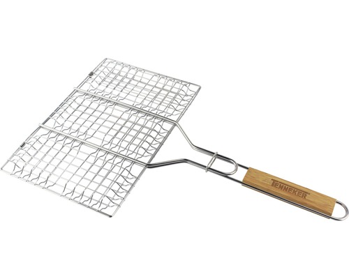 Grillkorg i rostfritt stål med trähandtag