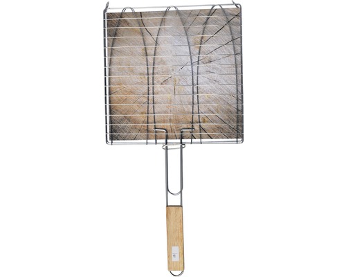 Grillkorg av metall med trähandtag