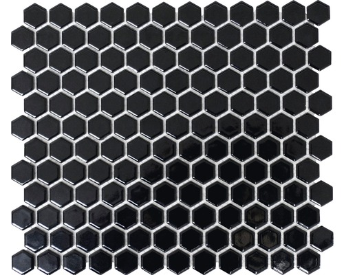 Mosaik keramik Hexagon HX060 uni svart blank 26x30 cm