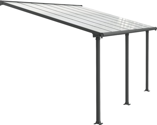 Terrasstak med tre stöd och transparent tak