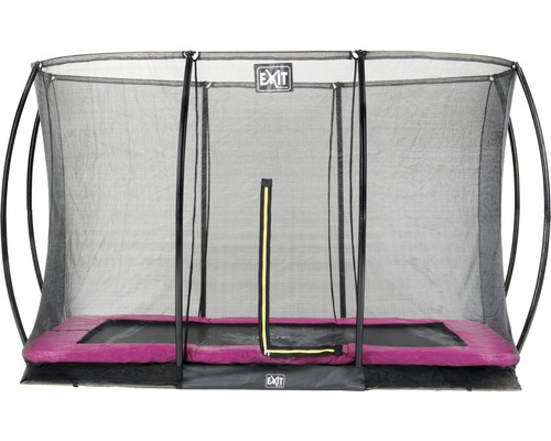 Studsmatta EXIT Silhouette Ground med säkerhetsnät 244x366cm rosa