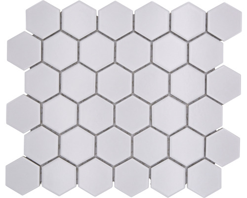 Mosaik keramik Hexagon vit matt 32,5x28,1 cm HX085 Mosaikplatta med sexkantiga element