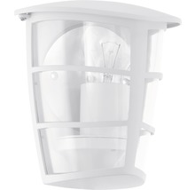 Vit yttervägglampa med klart hölje och glödlampa