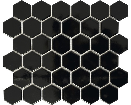Mosaik keramik Hexagon HX090 svart blank 32,5x28,1 cm