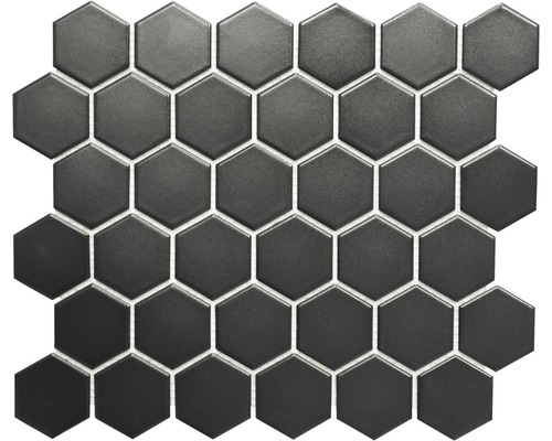 Mosaik keramik Hexagon HX095 svart matt 32,5x28,1 cm