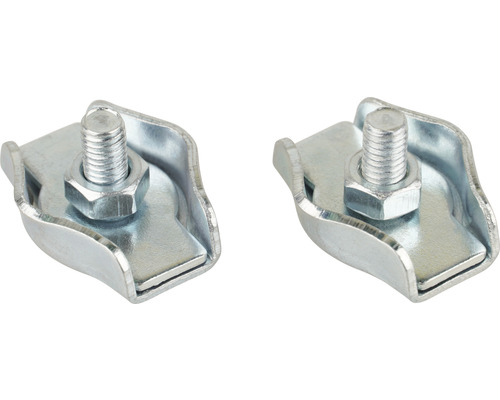 Två rörklammer med skruv och mutter