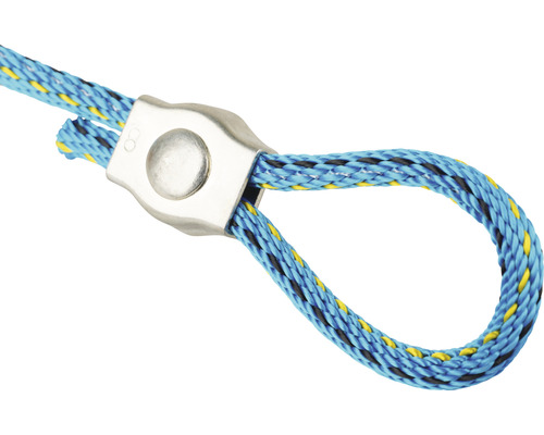 Blått plastrep med metallspänne