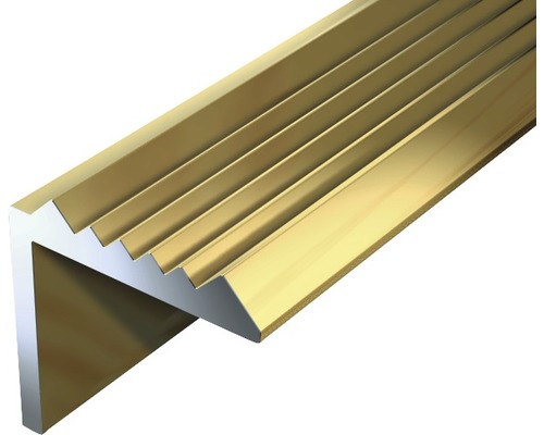 Trappkantsprofil KAISERTHAL aluminium guld 21x21x1,8mmx1m Trappkantsprofil av aluminium med räfflad struktur