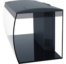 Akvarium med böjd glasfront och filtersystem
