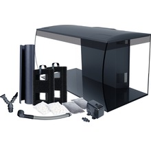 Komplett akvariumset med pump, filtermaterial och tillbehör