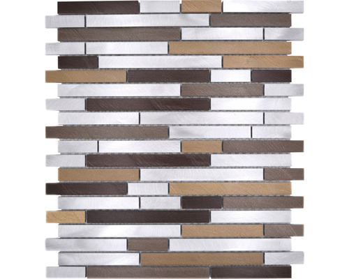 Mosaik metall XAM A991 koppar silver 29,8 x 33,8 cm Mosaikplatta med trä-, metall- och stenutseende