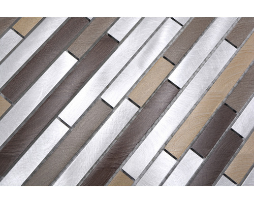 Mosaikplatta i trä- och metallutseende