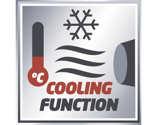 Symbol för kylfunktion med termometer, snöflinga och luftström