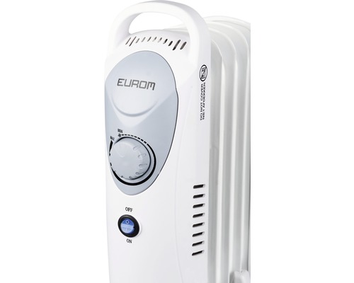 Eurom radiator med temperaturregulator och varningssymbol täck inte över
