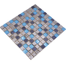 Mosaikplatta av natursten, glas och keramik