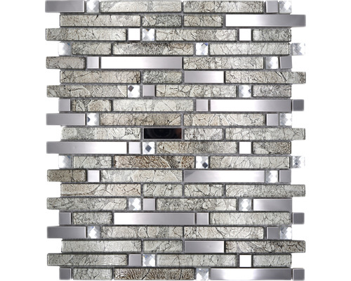 Mosaik glas med metall kristall XCM GV908 29,8x33,8cm silver