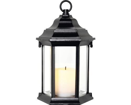 Lykt med ljus och klart glas