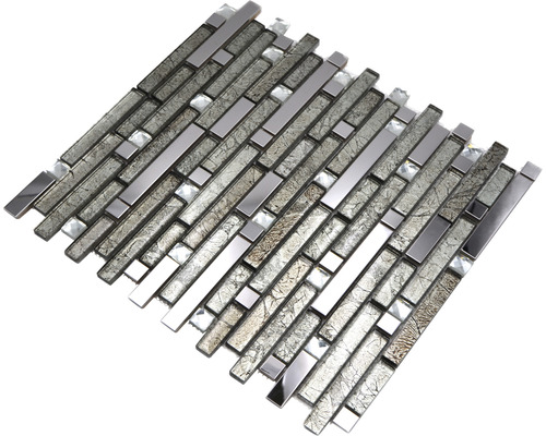 Mosaikplatta av glas och metall