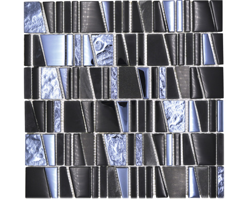 Mosaik glas med metall XCM LA29 30,0x30,0cm svart Mosaikplatta med oregelbundna former