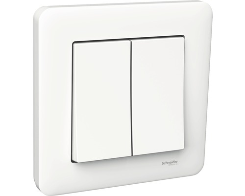 Strömbrytare SCHNEIDER ELECTRIC Exxact Primo kron komplett med ram vit 1822416 Dubbelströmbrytare för elinstallation