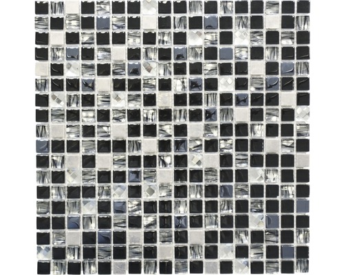 Mosaik glas mit metall kristall kvadrat XCM M780 30,0x30,0cm svart