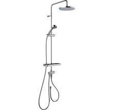 Duschpelare med takdusch och handdusch samt hylla