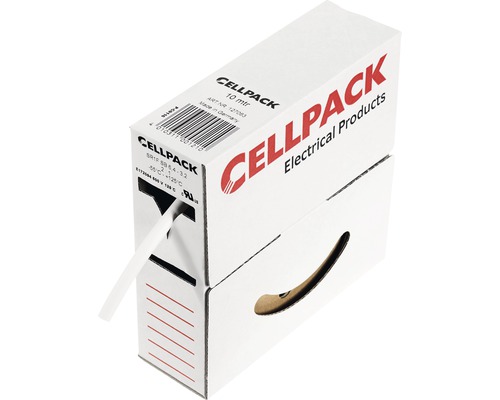 CELLPACK Krympslang 6,4-3,2 vit SB6WS finns som metervara i Hornbach-varuhusen Cellpack krympslang i förpackning med en längd på 10 meter