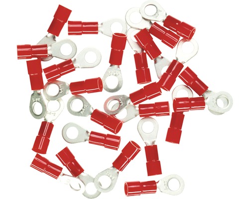 Ringkabelsko HAUPA isolerad M4 0,25-1,5mm² röd 25 styck 260256 Flera ringkabelskor med isolering