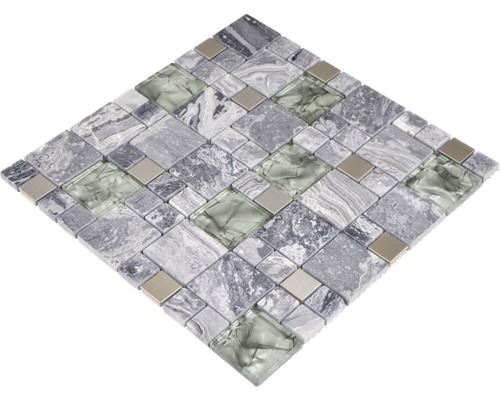 Mosaikplatta av marmor, glas och metall