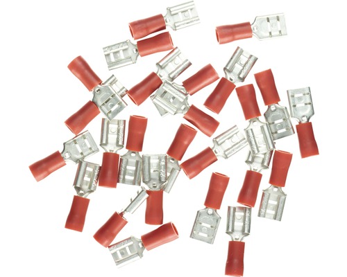 Flatstifthylsa HAUPA isolerad 0,25-1,5mm² röd 25 styck 260392 En samling kabelskor med isolering